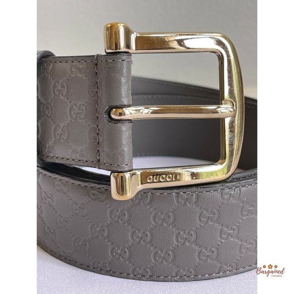 Authentic GUCCI Gray Microguccissima Leather Gold Buckle Belt 85/34 281548 main image 6